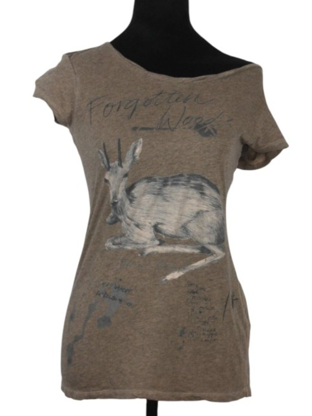 All Saints Brown Short Sleeve Graphic T-Shirt Size 10 - Picture 2 of 5